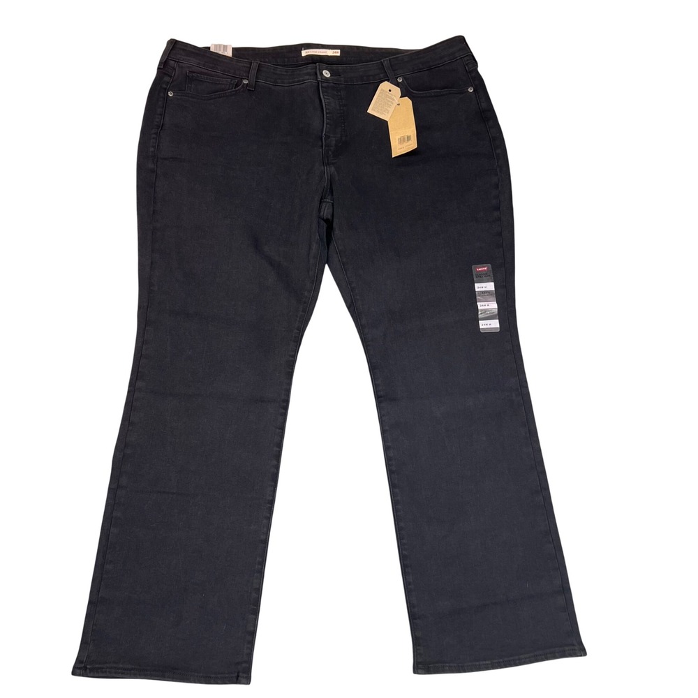 Levis Classic Straight Jeans Womens 24W M Black Mid Rise Easy Fit Stretch Denim - Picture 1 of 12